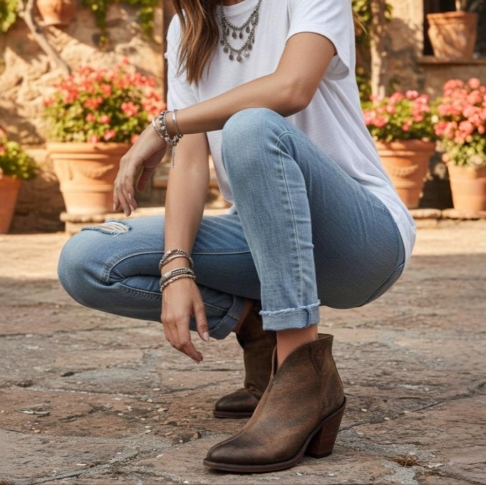 Liberty Black Distressed Leather Boots